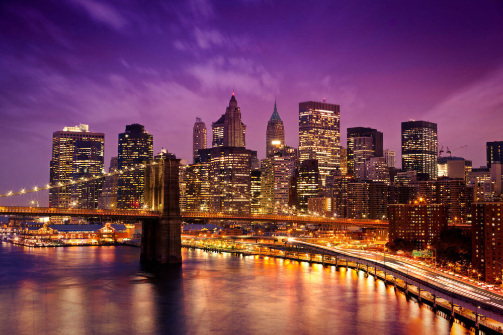 new-york-shutterstock_113890030_small Stock photo of New York (night view of Manhattan with Brooklyn Bridge)